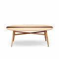 Oval coffee table with natural wood veneer top and sturdy wooden legs 100 x 60 x 45cm