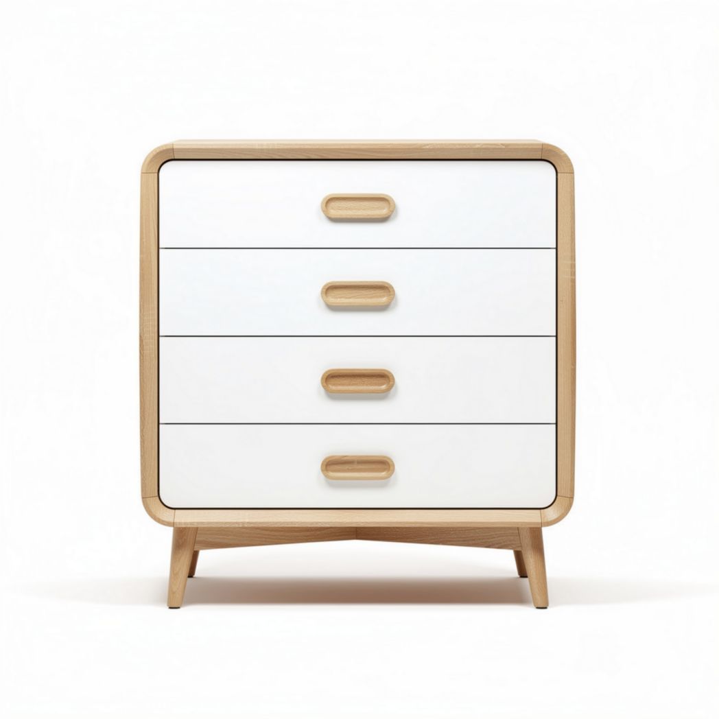 Wooden dresser with four drawers and natural finish 45 x 35 x 80cm