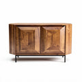 Wooden sideboard with geometric design and black metal legs 75 x 45 x 80cm