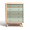Wooden dresser with five drawers in light green and natural finish 70 x 40 x 100cm