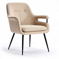 Upholstered armchair with metal legs in beige fabric measuring 70 x 70 x 80cm