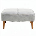 Tufted fabric ottoman in navy blue with wooden legs 75 x 75 x 40cm
