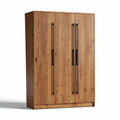 Wooden wardrobe with four doors and black metal handles 180 x 90 x 50cm