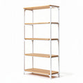Bamboo shelving unit with four tiered shelves for home organization 180 x 80 x 40cm