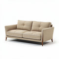 Two-seater upholstered sofa in beige fabric with wooden legs 180 x 90 x 85cm
