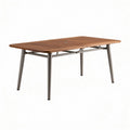 Outdoor dining table with aluminum frame and wooden slats 160 x 90 x 75cm