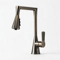 Matte black kitchen faucet with pull-down sprayer and swivel spout