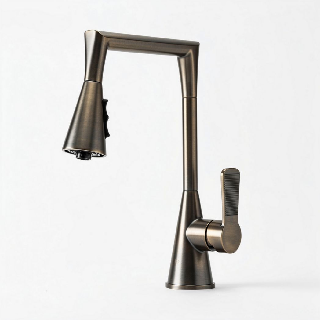 Matte black kitchen faucet with pull-down sprayer and swivel spout
