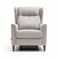 Fabric reclining chair with wingback design in light gray measures 80 x 85 x 100cm